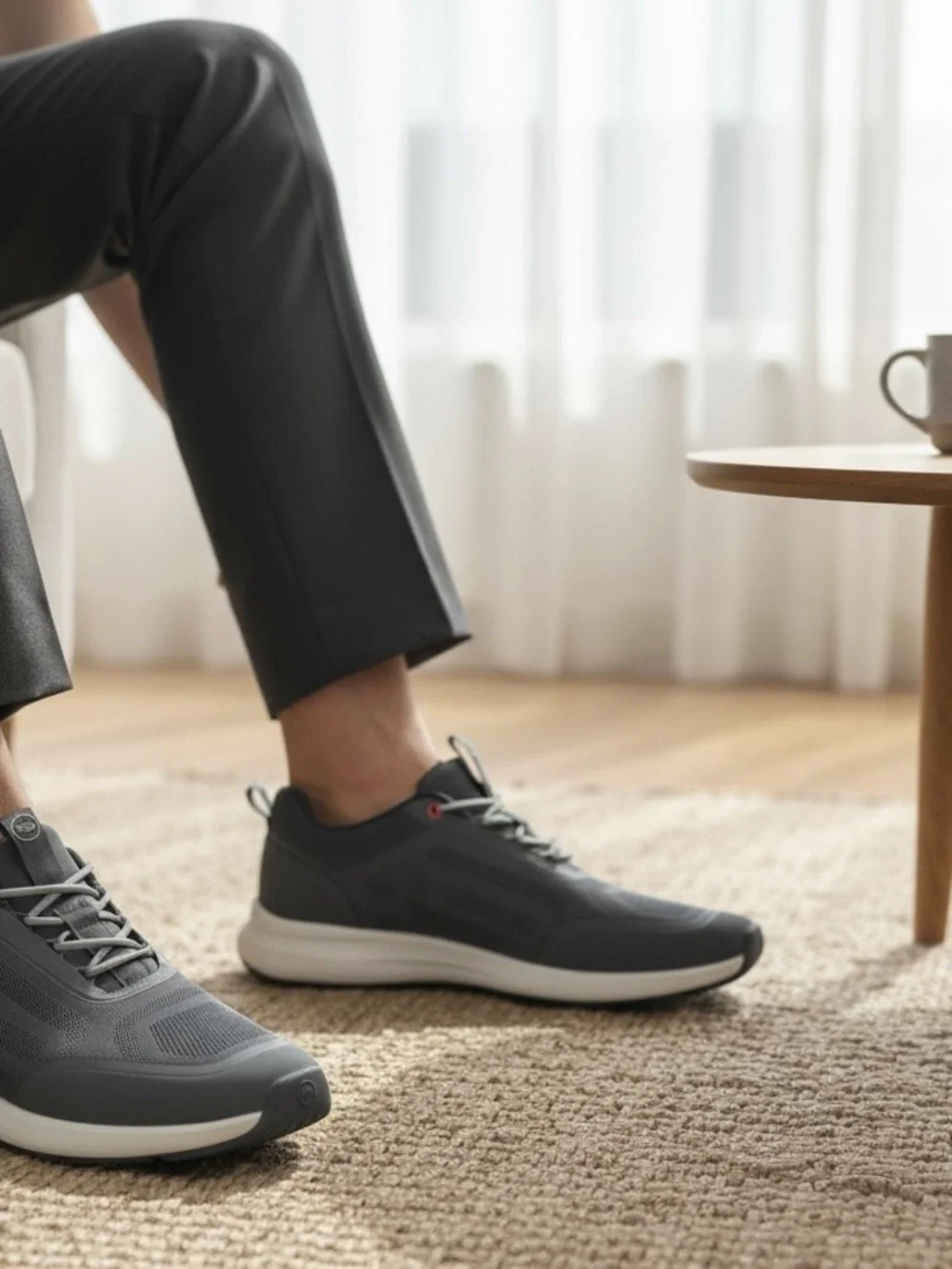 Peter Millar Men's Athletic Sneakers in Charcoal Gray with White Soles